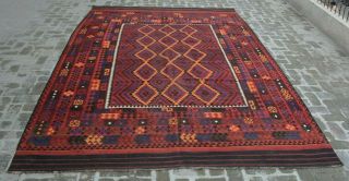 Kh209 Handmade Afghan Tribal Vintage Wool Traditional Kilim Rug 8 