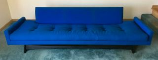 Adrian Pearsall Sofa by Craft Associates - Cobalt Blue / Floral Pattern Cushions 2