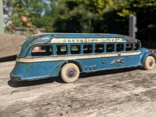 Vintage Cast Iron Arcade Greyhound Bus Lines 1940s Gmc 7 " Long