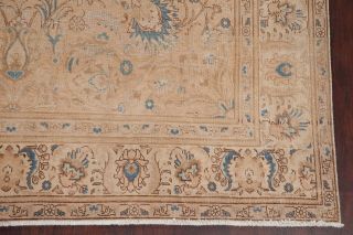 Antique Muted Peach & Blue Distressed Oriental Area Rug Hand - Knotted Wool 9x12