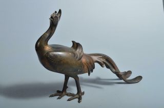 T4066: Japanese Copper Chicken Statue Sculpture Ornament Figurines Okimono