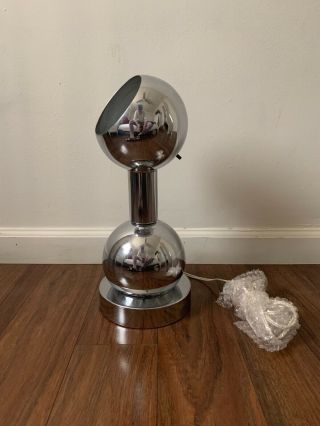 Vintage Antique Space Age Atomic Eyeball Table Lamp,  Mid Century Chrome Lamp