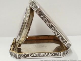 Antique Art Deco Sterling Silver Elgin Spartan 516763 Travel Pocket Clock Watch 10