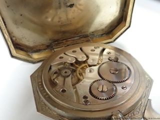 Antique Art Deco Sterling Silver Elgin Spartan 516763 Travel Pocket Clock Watch 4