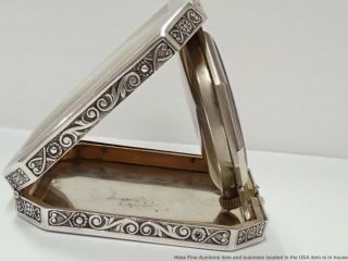 Antique Art Deco Sterling Silver Elgin Spartan 516763 Travel Pocket Clock Watch 9