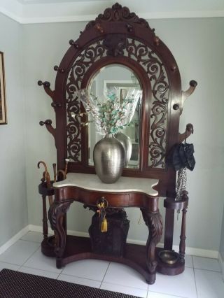 Hall Tree with marble top and mirror,  Cuban mahogany milled 5