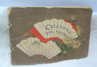 1928 Japanese Hand Painted Art Calendar On Bamboo Paper By T.  Hasegawa