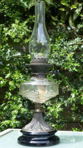Antique Oil Lamp Cut Glass Font Base Diamond Reg Mark Pasley Oil Lamp Art Deco