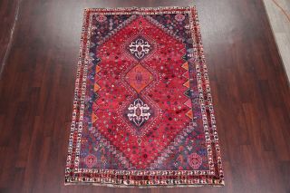 One - of - a - Kind Vintage Tribal Geometric Abadeh Oriental Area Rug Hand - Knotted 6x8 3