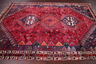 One - of - a - Kind Vintage Tribal Geometric Abadeh Oriental Area Rug Hand - Knotted 6x8 7