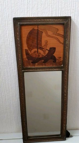 Rowley Gallery W.  Chase Art Deco Mirror Inlaid Marquetry " The Treasure Ship "