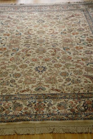 KARASTAN TAB RIZ 738 WOOL IVORY AMERICAN AREA RUG CLEANED 8 ' 8 