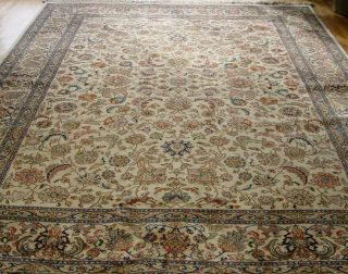 KARASTAN TAB RIZ 738 WOOL IVORY AMERICAN AREA RUG CLEANED 8 ' 8 