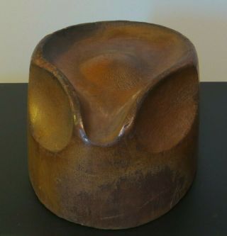 Antique Vintage Wooden Hat Form Block Mold Fedora Size 7 3/8 C.  1925 Millinery