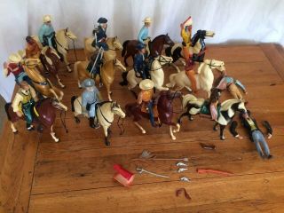 Vintage Western Hartland Figures Roy Rogers,  Lone Ranger,  Tonto,  Wyatt Civil War