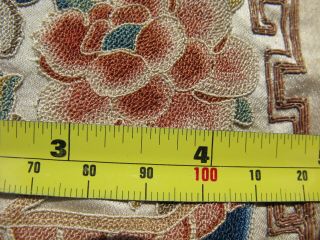 Antique Chinese silk embroidery robe sleeve bands bonsai trees dragons 19thC 10