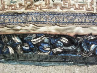 Antique Chinese silk embroidery robe sleeve bands bonsai trees dragons 19thC 3