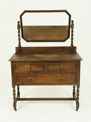 Antique Vanity,  Antique Oak Dresser,  Jacobean Revival,  Tiger Oak,  1910,  B1335a