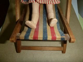 Vintage Early composition doll & Chair Patriotic 4th July Parade 2