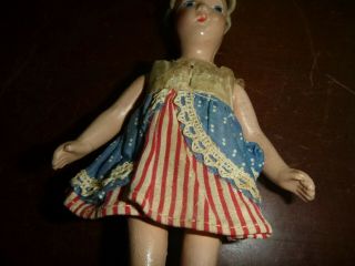 Vintage Early composition doll & Chair Patriotic 4th July Parade 3