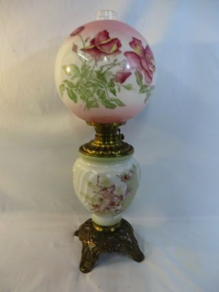 Antique Gone With The Wind Lamp & Complete