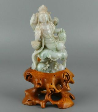 Chinese Exquisite Hand - Carved Guanyin Carving Jadeite Jade Statue