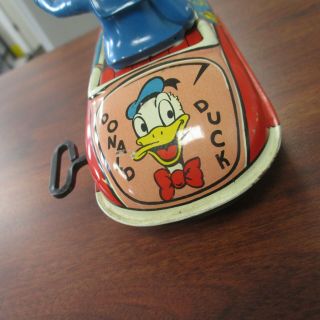 Vintage MARX WALT DISNEY PRODUCTIONS TIN LITHO WIND UP DONALD DUCK DRIVING CAR 5