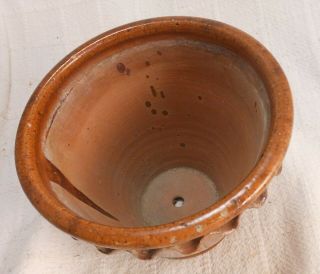 Early American Pennsylvania Redware Plant Pot With Crimped Decoration 5