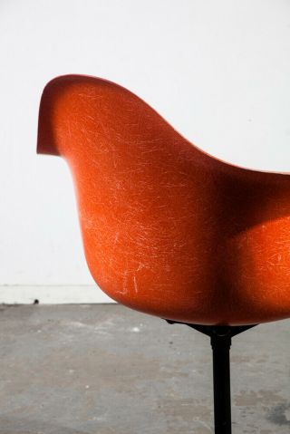 Mid Century Modern Lounge Chair Ray Eames Herman Miller DAX Orange Red Arm Shell 2