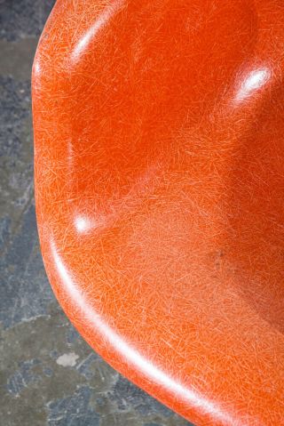 Mid Century Modern Lounge Chair Ray Eames Herman Miller DAX Orange Red Arm Shell 3