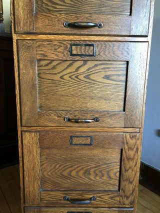 Antique Mission Style Quarter Sawn Oak 4 Drawer Wood File Cabinet 4