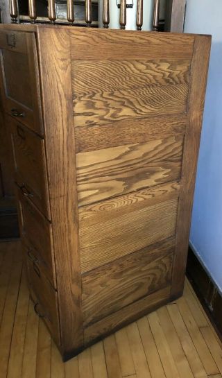 Antique Mission Style Quarter Sawn Oak 4 Drawer Wood File Cabinet 8