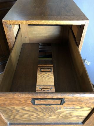 Antique Mission Style Quarter Sawn Oak 4 Drawer Wood File Cabinet 9
