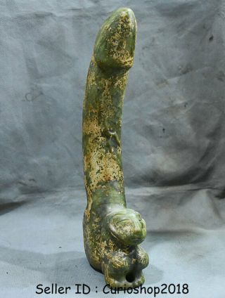 11.  2 " Old China Hongshan Culture Jade Stone Carved Woman Sun God Penis Statue