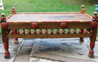 Antique Tea/cocktail/coffee Table Rectangle Hand - Carved Afgan 1910 