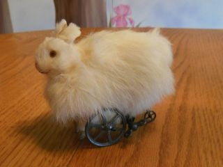 Fantastic Antique Fur Mechanical Wind Up Clockwork Rabbit Toy