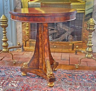 Vintage Maitland Smith Regency Inlaid Rare Wood & Gilt Bronze Dolphin Side Table 2