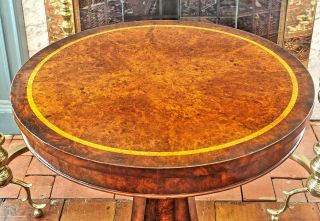 Vintage Maitland Smith Regency Inlaid Rare Wood & Gilt Bronze Dolphin Side Table 3