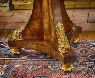 Vintage Maitland Smith Regency Inlaid Rare Wood & Gilt Bronze Dolphin Side Table 5