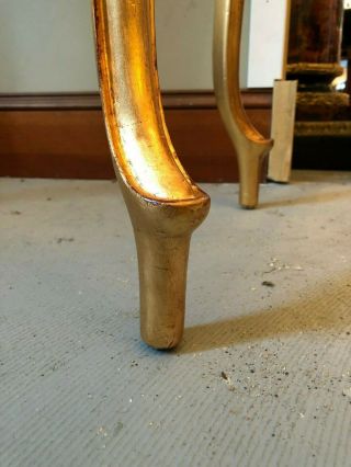 French Gilt Leaf Turn of the Century Console Table with Custom Glass Top 9