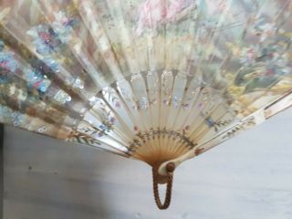 Antique French,  rare Silk Fan,  MAISON FAUCON Paris,  19th, 8