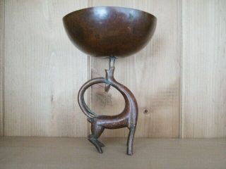 Bronze Art Deco Austrian Antelope Bowl/candle holder/trinket dish 2