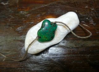 A Dark Green Antique Tibetan Turquoise Bead