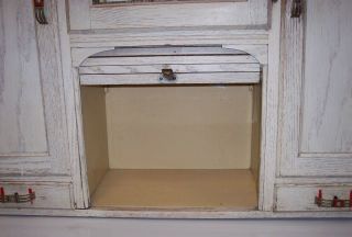Antique Hoosier Cabinet w Side Cabinet Arch Top Deco White/Red Flowers Oak BOONE 8