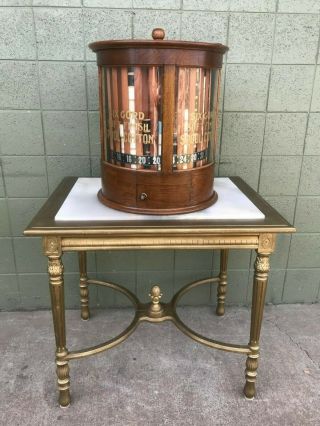 Antique Oak Drum Spool Cabinet Store Display