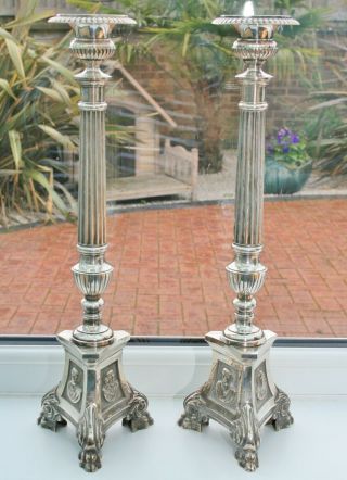 Antique/vintage Silver Plated Religious Altar Candlestick Table Lamps