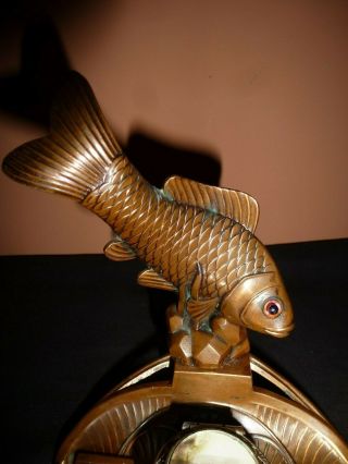 A FRENCH ART DECO SPELTER COPPER PATINATED FISH INK WELL SIGNED PG 722 5