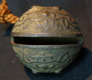 Antique Japan frog like bronze bell 1700s Japanese Suzu craft 10