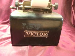 Vtg Victor 8 Row Key Mechanical Black Adding Machine Bakelite - steampunk - FreeShip 12