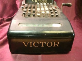 Vtg Victor 8 Row Key Mechanical Black Adding Machine Bakelite - steampunk - FreeShip 4